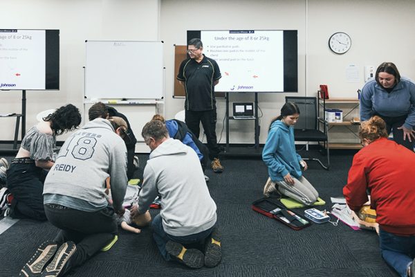 A practical class being led by a tutor at Johnson First Aid Training